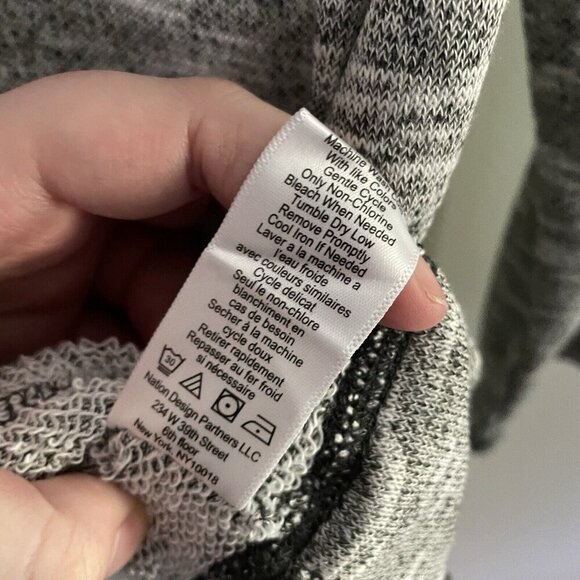 Andrea Jovine Women Sz M Heather Gray Long Sleeve Drawstring Cowl Neck Top - Picture 8 of 9